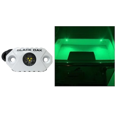 Black Oak Led Black Oak Rock Accent Light - Green LEDs - White Housing MAL-G